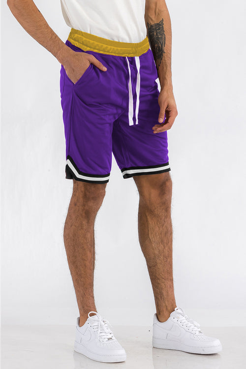 Mens Striped Basketball Active Shorts