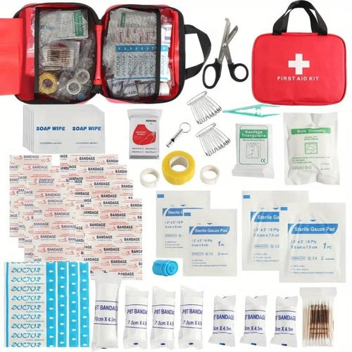 173pcs Large First Aid Kit: Portable Bag For Outdoors
